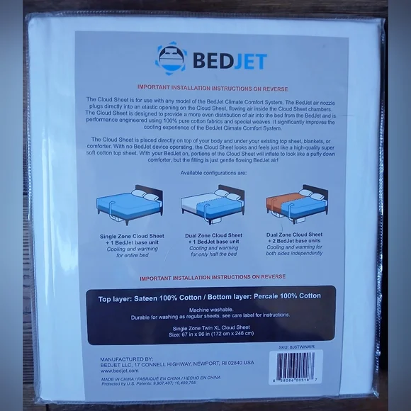 BedJet Cloud Sheet Single Zone Twin XL - Picture 2 of 2